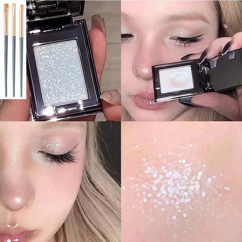 Make up a Single One! Crystal Gray Pink Monochrome Eyeshadow High-Gloss Flash Multi-Purpose Cream Smoked Pearlescent Thin and Glittering Blue Sequin