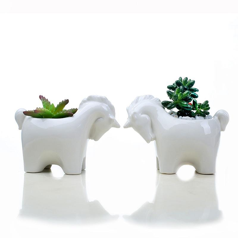 Cartoon Unicorn Ceramic Flower Pot Succulent Pot Planter Desktop Ornaments Art Vase Home Decoration Plant Pot Gardening Pot