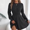 Autumn and Winter Women's Knitted Sweater Dress Solid Color Slim-fit Lantern Sleeve Sweater Dress Knitted A-line Dress