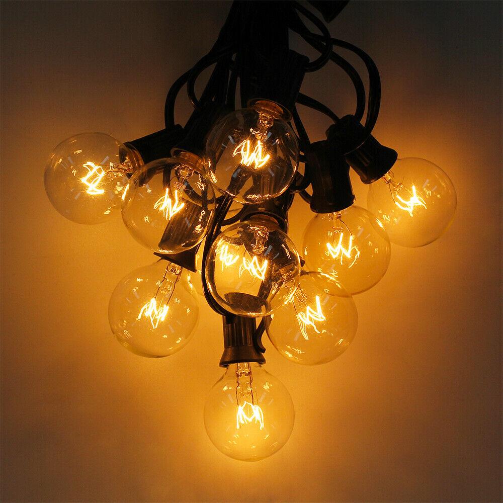 G40 String Lights with 25 Tungsten Filament Bulbs - Plug-In, Energy-Saving, LED, European/American/British Standard, Ideal for Courtyard Use.