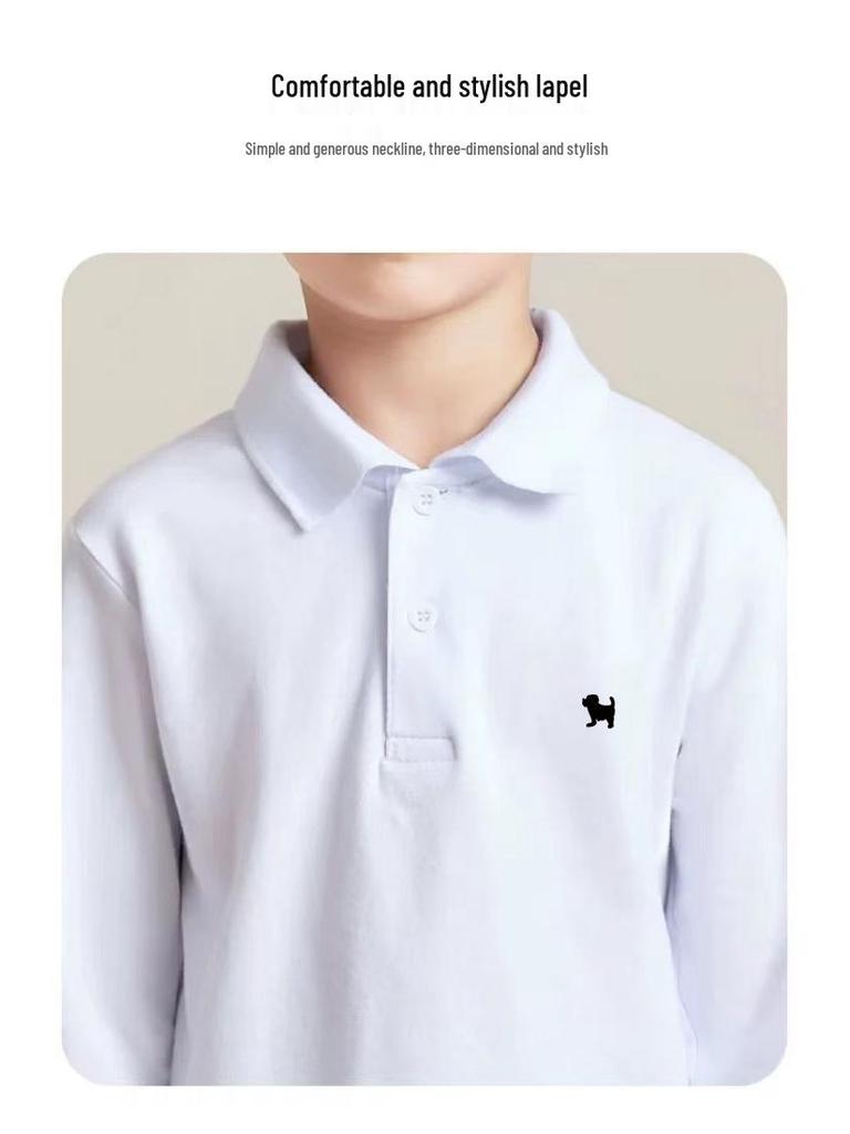 Kinder Baumwolle Langarm Poloshirt - 2026 Neu Frühling Jungen Cartoon Revers Oberteil