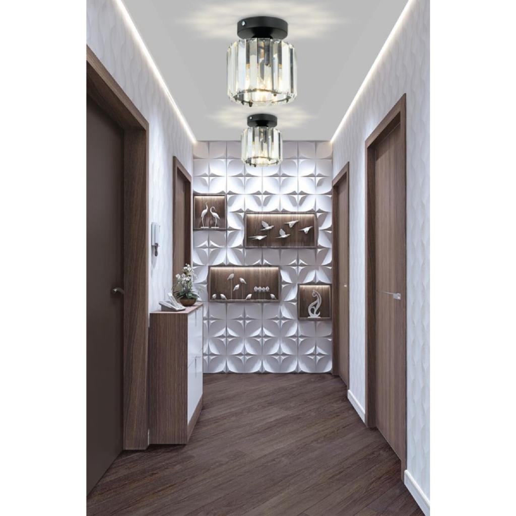 Plafonier Candelabru din piatră de un singur cristal de argint