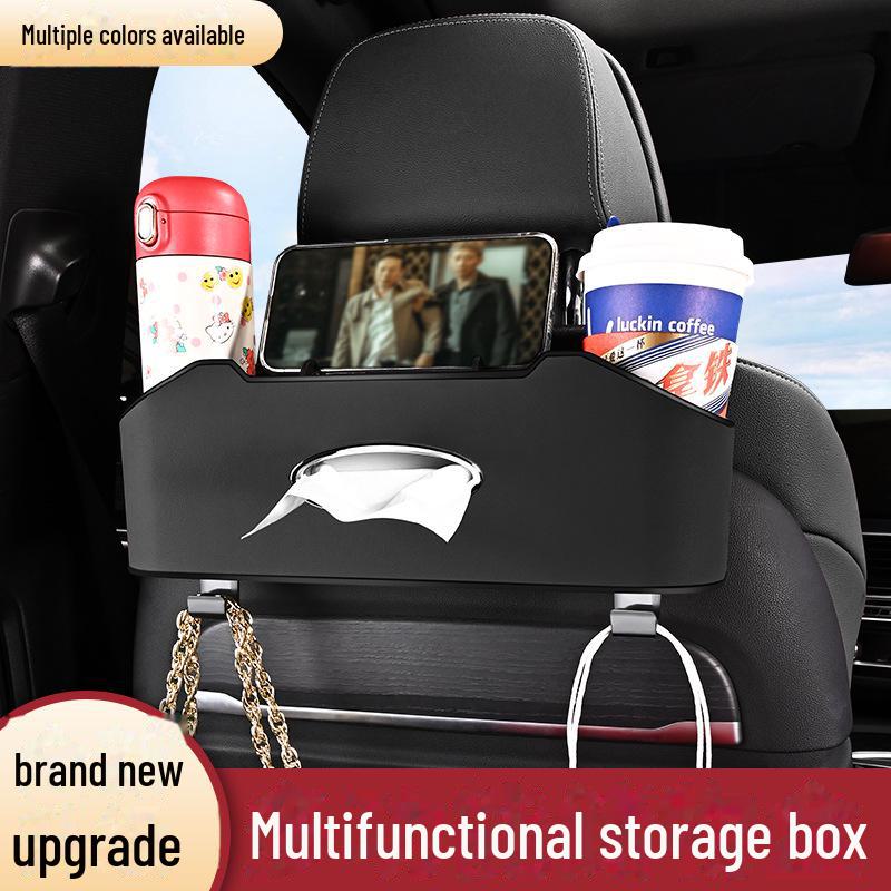 Car Seat Back Multi-Function Storage Organizer with Tissue Holder and Water Cup Holder