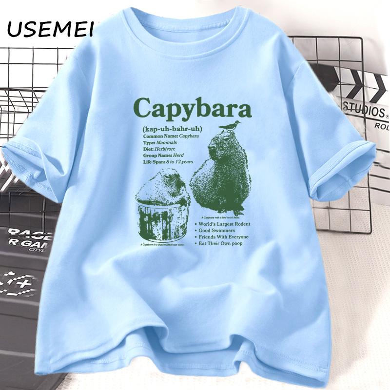 Capybara T-shirt Unisex Unisex Vintage Sience Theme Graphic Tee Trending Funny Cotton Short Sleeve T Shirt Summer Animal Tee Clothes