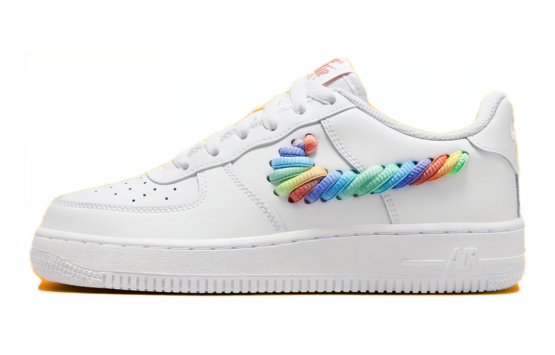 

Nike Air Force 1 Low White Rainbow Lace Swoosh GS FQ4948-100 36.5