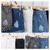 Women Denim Shorts Ripped Hole High Waist Button Zipper Closure Loose Fit A-line Plus Size Pockets Short Jeans Lady Dating Beach Shorts