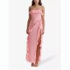 European and American Sexy Women's Clothing New Ruffle Edge Hem Slit Sleeveless Dress
