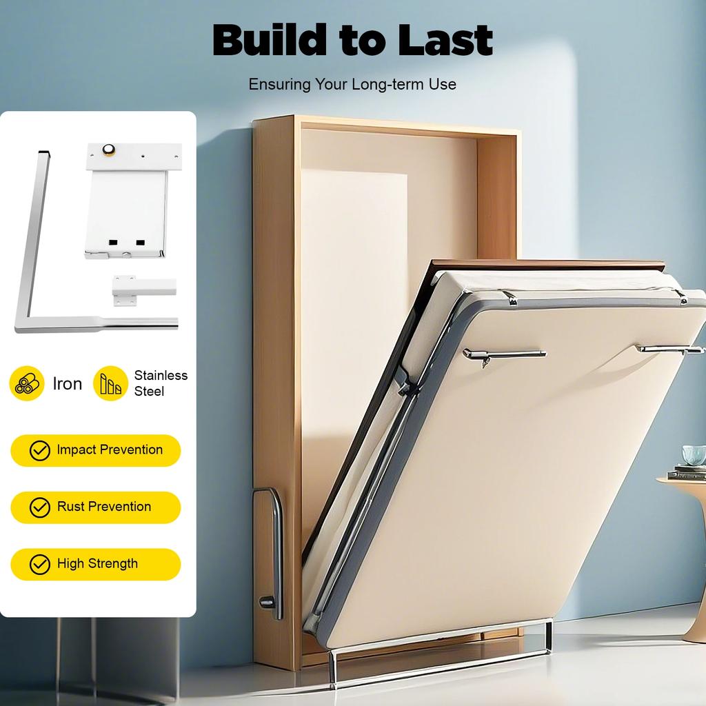 White Bed Hinge Bed Rail Brackets Medium Size Iron Stainless Steel Heavy Duty Capacity for Murphy Bed Furniture Hardware