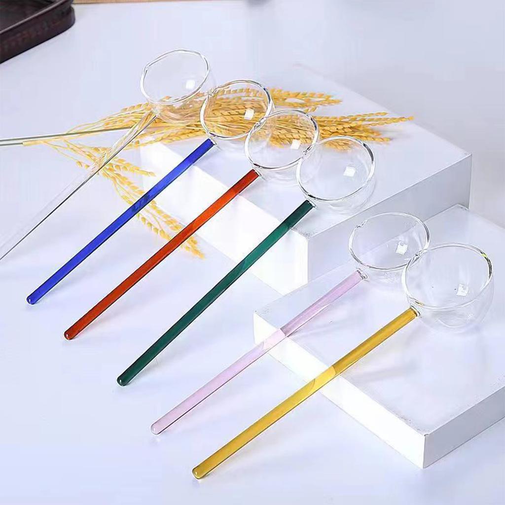 2 Stück Hitzebeständiges Glas Schöpfkellen-Set Klar Langer Griff Suppenkelle Löffel zum Servieren und Umrühren von Kaffee