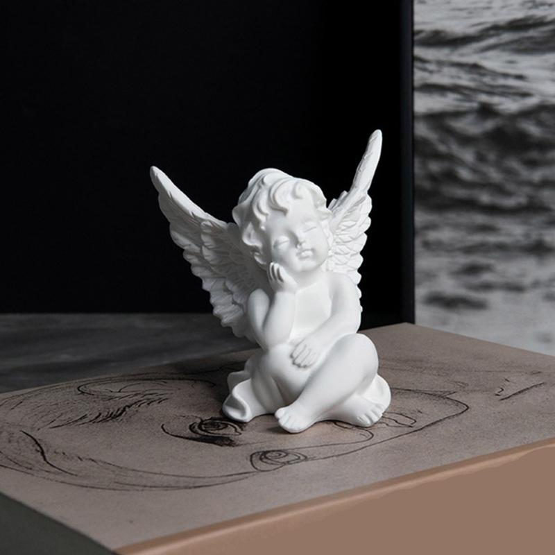 Cherub Figurines Indoor Decors Seraph Statue Creative Ornament Resins Sculpture Wedding Gift for Photo Studio
