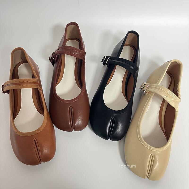 Fashion IPPEUM Black Shoes Split Toe Ballet Flats Women Plus Size 44 Mary Janes Buckle Ballerinas Zapatos Mujer