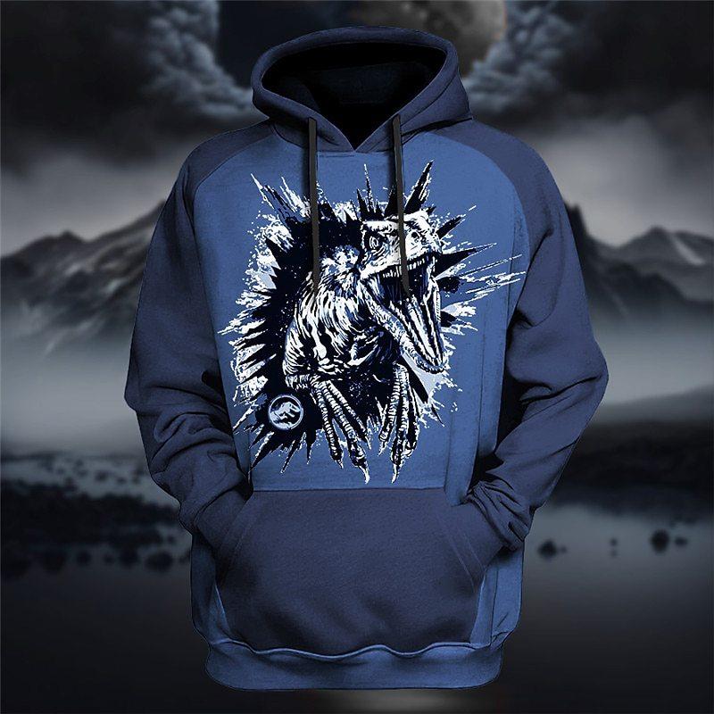 

Свирепый динозавр 3D цифровая печать мужская персонализированная модная толстовка L синий