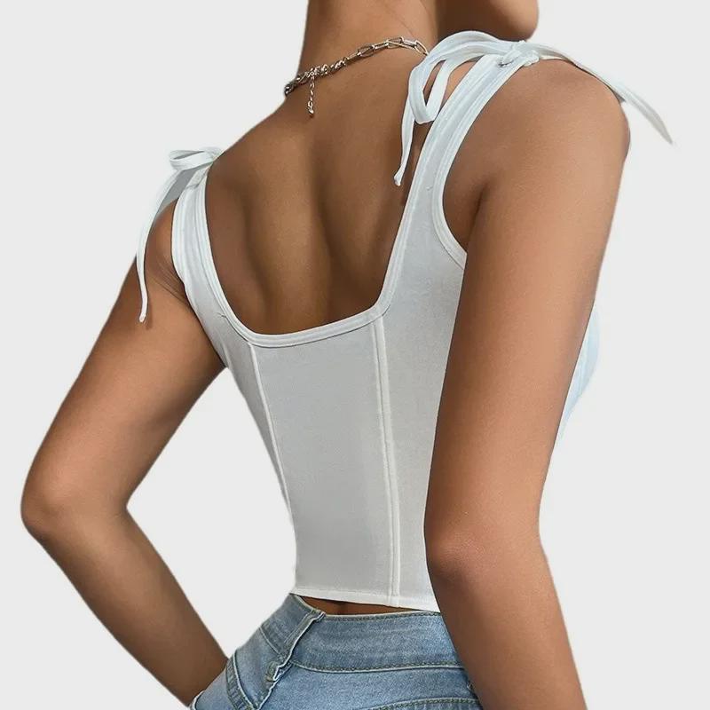 Sexy Cross-border Fishbone Camisole with Bow Tie