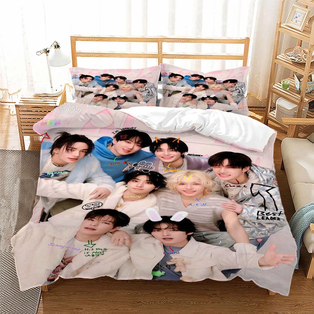 Stray Kids Digitaldruck Bettwäsche-Set Dreiteilig 3D-Druck Dreiteiliges Set
