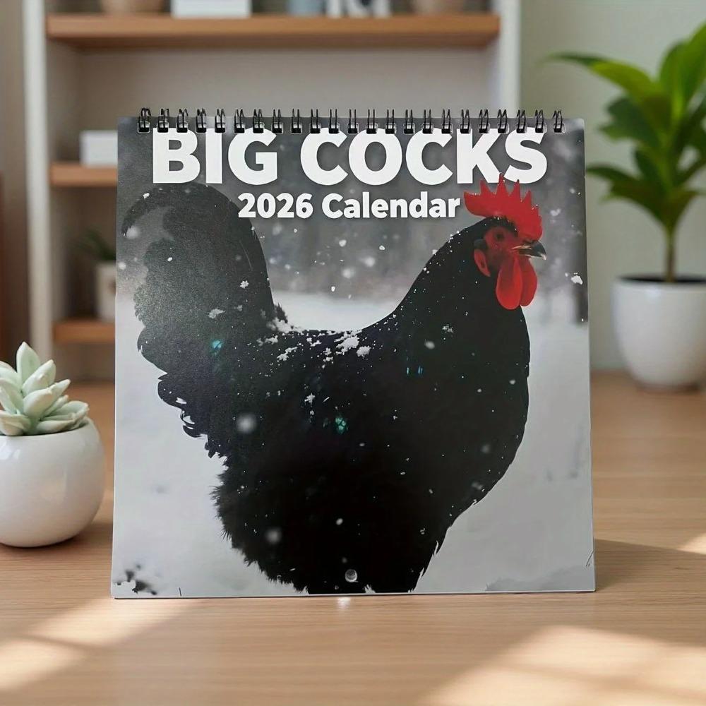 2026 Big Roosters Fun Rooster Calendar - Thickened Spiral Binding & Double-Sided Pages with Funny Rooster Facts & Phrases