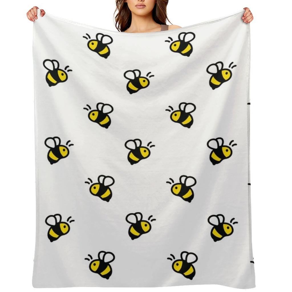 Simple Bee Pattern Throw Blanket For Decorative Sofa wednesday Multi-Purpose decorative Blankets