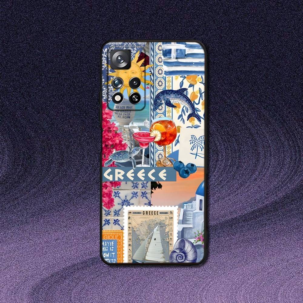 

Greek Santorini Summer Phone Case For Samsung S10,S21,FE,S21,Note 20,10 S25,S24,S23,Ultra,S9,S22,Plus Soft Black Samsung S20plus5G