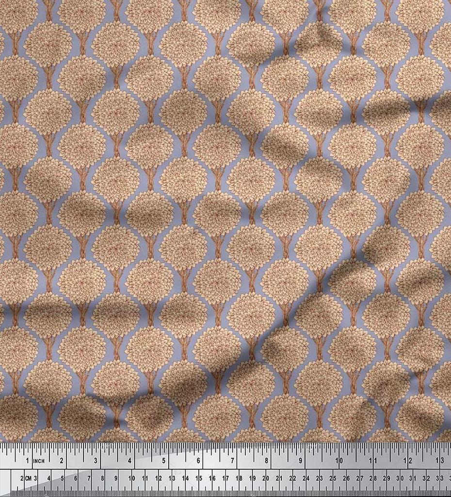 Soimoi Japan Crepe Satin Fabric Floral & Tree Print Fabric by the metre 42 Inch