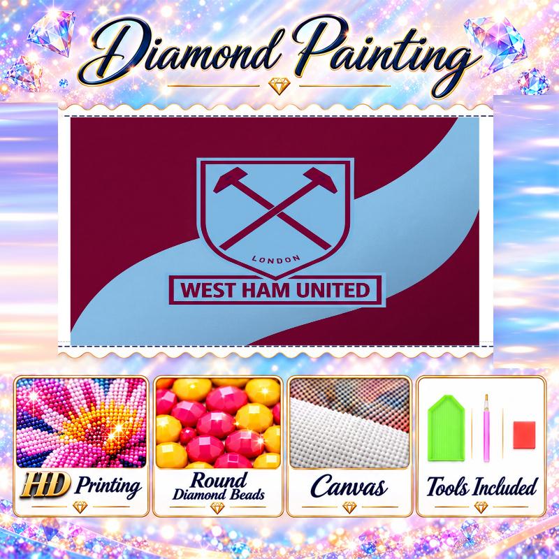 West Ham United Football Diamond Painting Kit 5D Full Drill DIY Diamond Mosaic Wall Art Home Decor