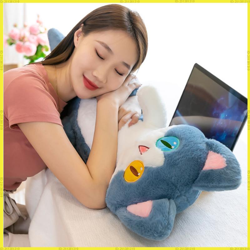 Shark Cat Plush Pillow Long Legged Two Tone Eyes Creative Big Stuffed Doll Clip Leg Hugging Toy For Girls Kids Bedtime Companion