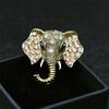 Animal Brooch, Fashion Alloy Diamond Elephant Head Collar Brooch Pin Badge