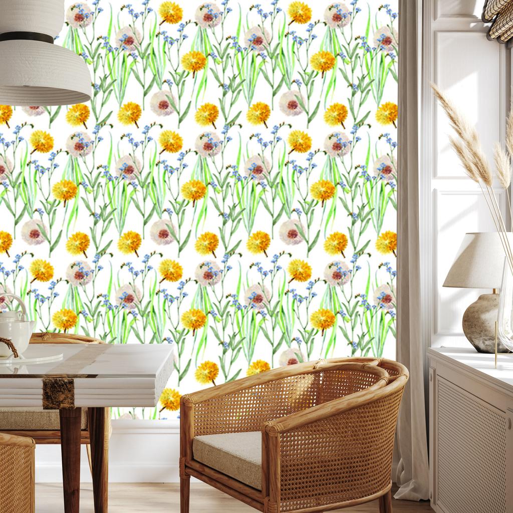 Dandelions and meadow flowers wallpaper for living room and bedroom 50x1000