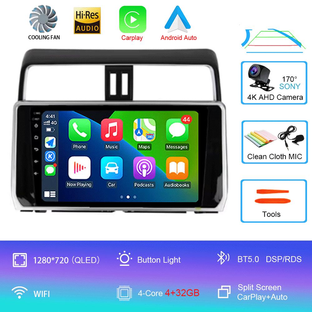 For Toyota Land Cruiser Prado 150 2018 2019 - 2025 Carplay 360 Camera Auto Android 14Car Radio Multimedia Player GPS Stereo Wifi