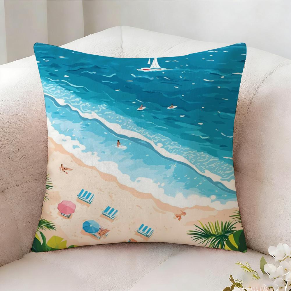 Charming Seaside Retreat Pillow Case Pillowcase, Double-sided Printed, Sofa Cushion, Bedroom Headboard Pillow