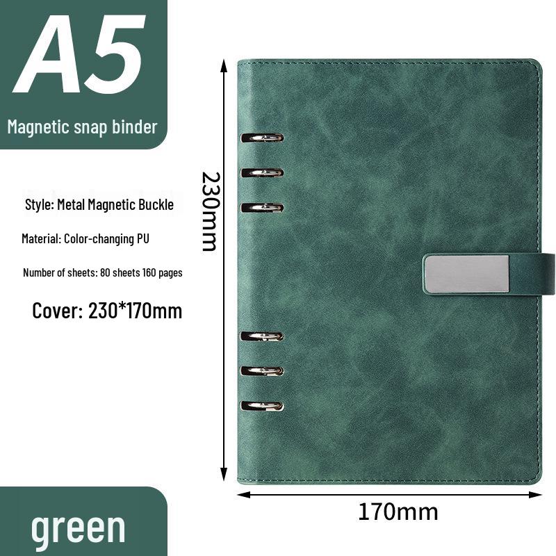 A5 Ring Binder Notebook with Custom Iron Clip, Removable Notepad, and Stylish Cover for Business or Office.