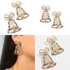 Boucles d'oreilles pendantes élégantes en alliage géométrique avec cloche en cristal tendance chic pour femmes