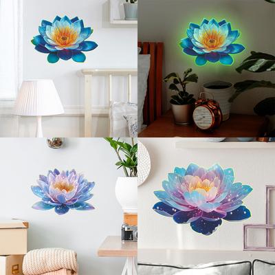 Adesivos Criativos de Decoração e Embelezamento para Banheiro de Restaurante com Lótus Simulado