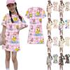 Girls Print Casual Dress Kids Loose Round Neck Short Sleeve Thin Sundress