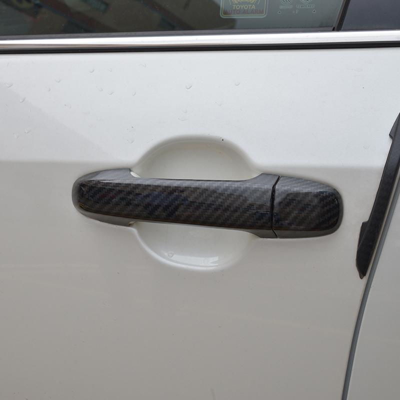 For TOYOTA Prius C AQUA Hybrid 2012- Black Carbon Fiber Car Door Handle Cover Bezel Trim 2013 2014 2015 2016 2017 2018