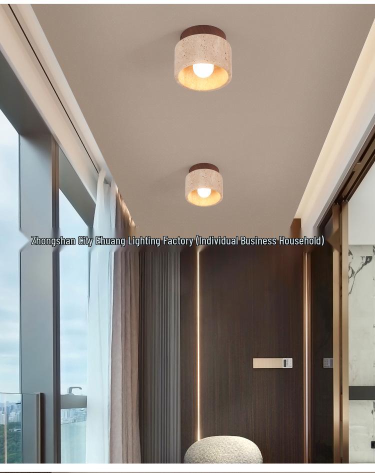 Nordic Wabi-Sabi Yellow Stone Ceiling Light for Hallways & Living Rooms