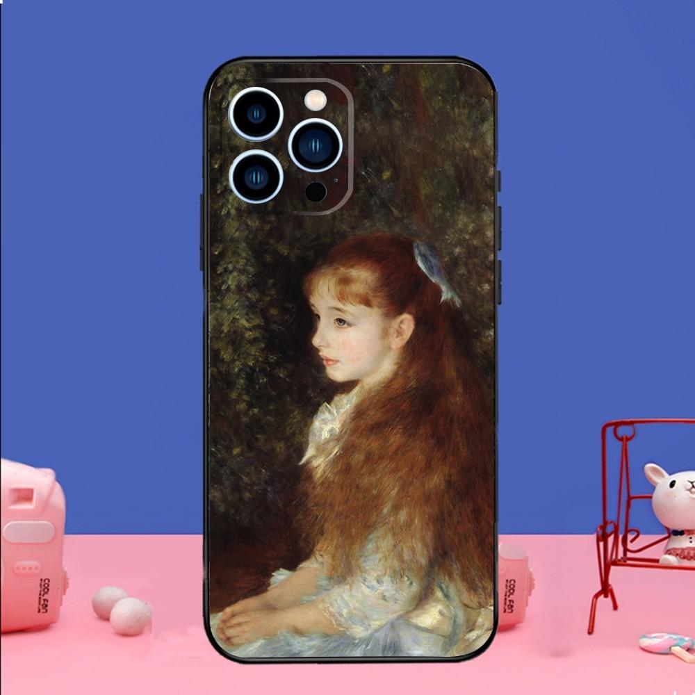 P-Pierre-Auguste Famous Paintings Renoir Phone Case For iPhone 16 15,14,13,12 Mini 11 Pro,XS,MAX,Plus Silicone Cover Soft black
