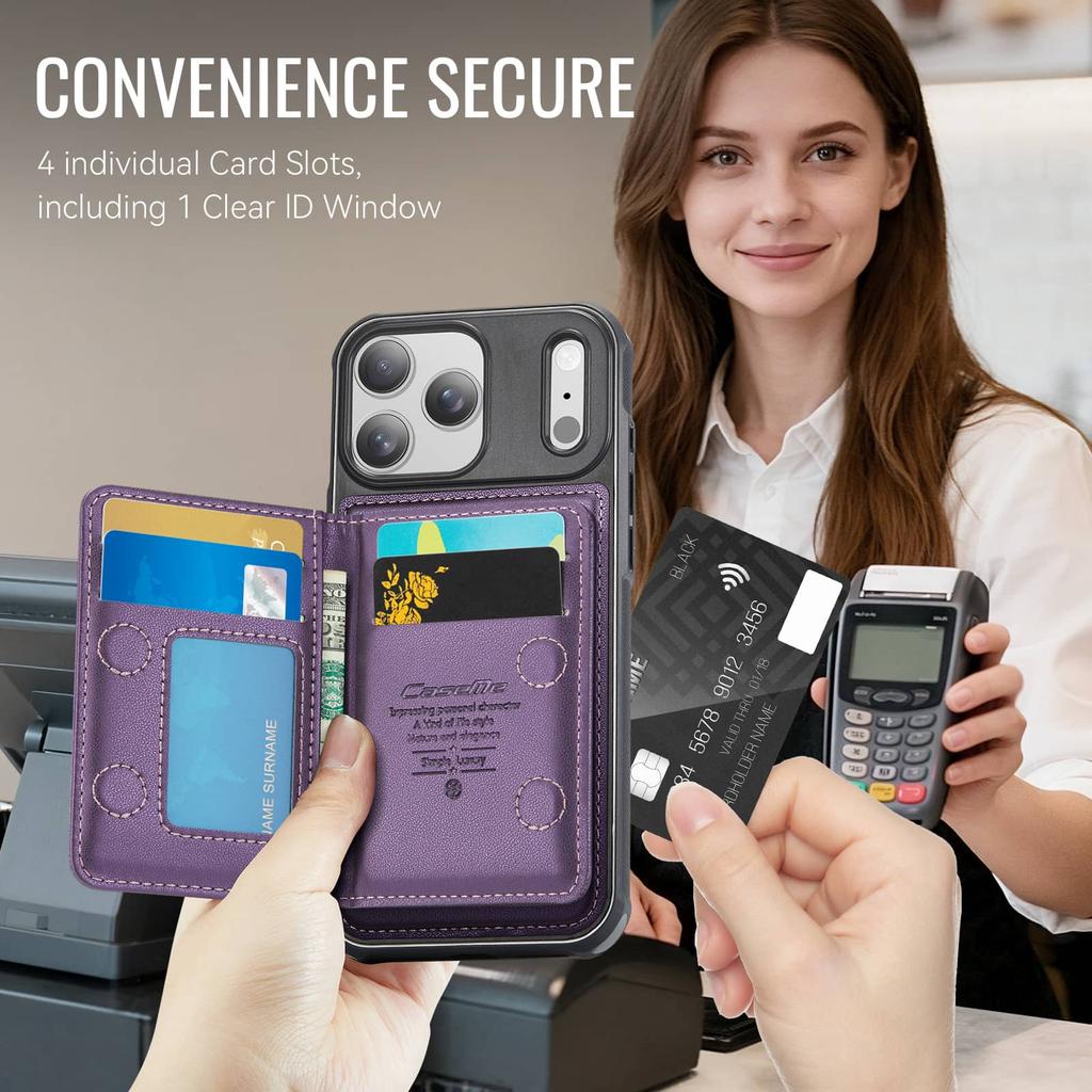Wallet Case for iPhone 17/Air/16e/15/14/13/12/11 Pro Max 16 Plus Magnetic Card Holder RFID Detachable Kickstand Shockproof Cover