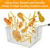 Basket for Frying Serving Food, with Rubber Handle Grip, 7.2" x 8.3" x 4.3" Heavy Duty Construction Suitable for