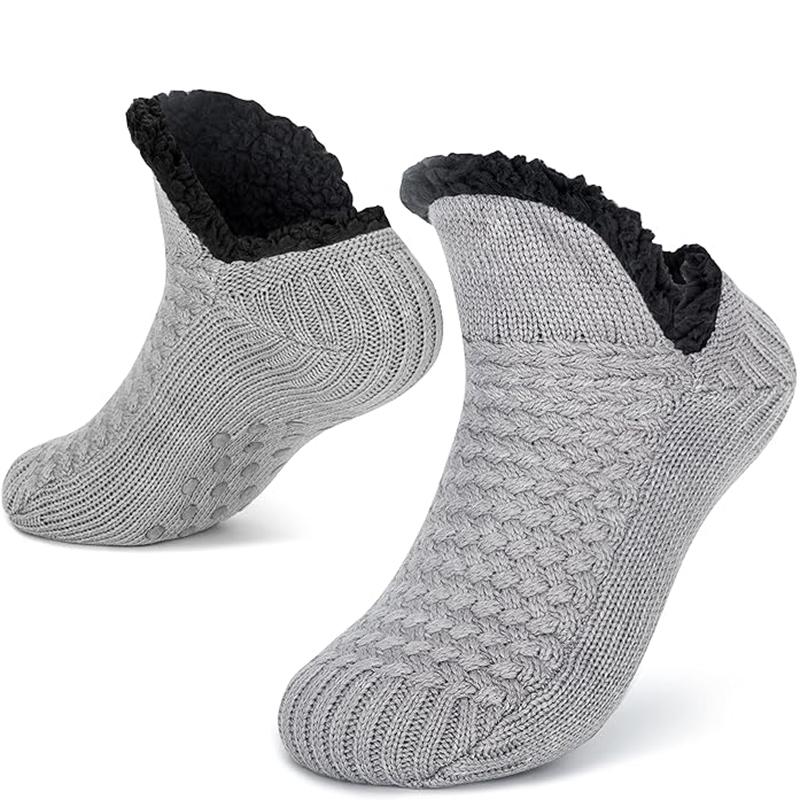 Women Men Non Slip Knitted Slipper Socks Thick Lined Cosy Winter Fluffy Bed Slippers Socks