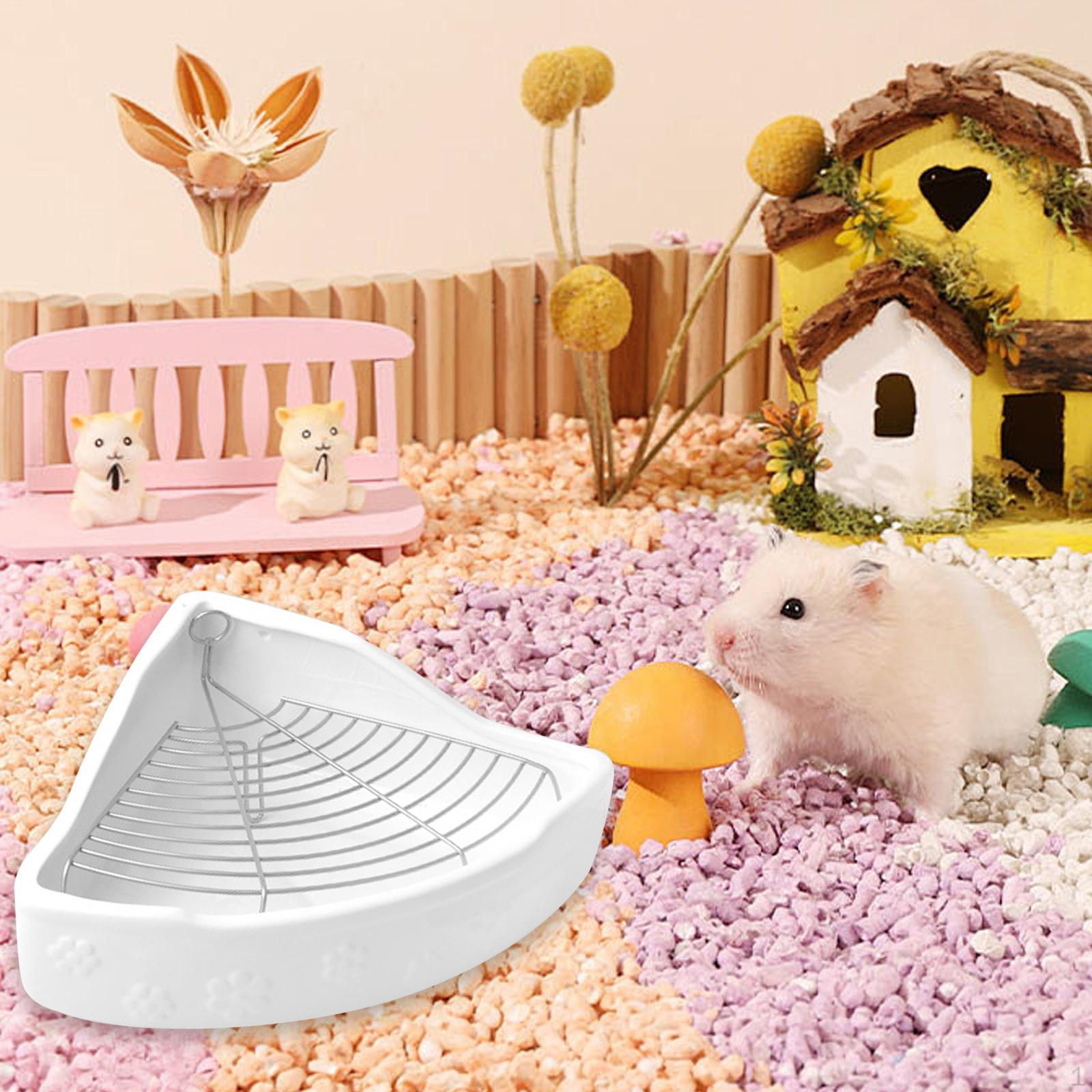 

Litter Box Pet Toilet Pan Poe Pee Play Small Corner Light for Hamster, Rat, белый