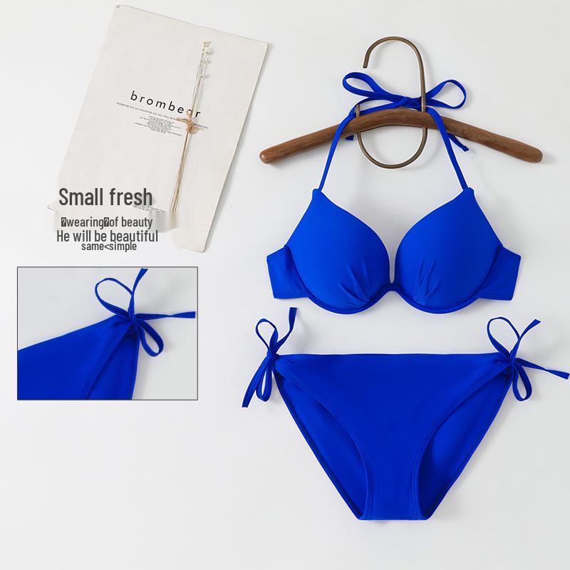 

Женский купальник бикини на бретельках цвета Тиффани - Сексуальный раздельный купальник для морского отдыха M синий