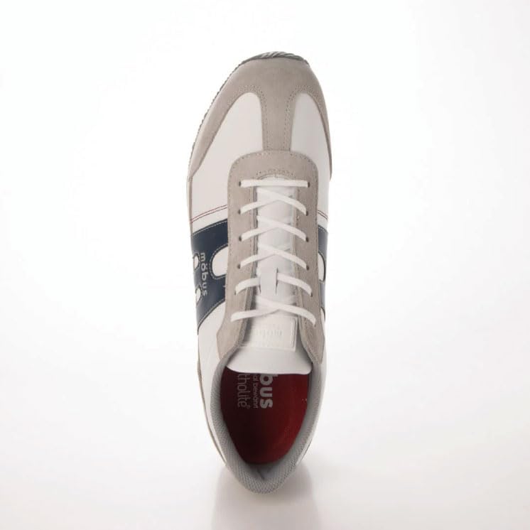 Mobus Leather Genuine Walking Current Model STRAS Measurement 26 5 Men's Sneakers, Leather, Sports, Casual, Shoes, (White/Navy, Points, Centimeters)