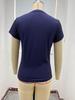 2024 Women's European American Ribbed Slim Fit Sports Top, Solid Color Short Sleeve T-shirt