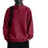Men's Double-Sided Fleece Hoodie, Autumn Winter Warm Long Sleeve T-Shirt, Half Zip, Stand Collar, Loose Fit.