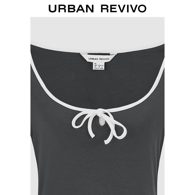 UR Damen Freizeitkleid mit Kontrastbesatz, kurzen Ärmeln und A-Linien-Schnitt