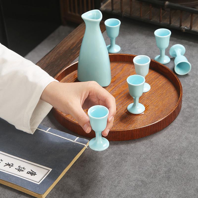 Japanisches Sake-Bar-Set Keramik-Weinset Weinkrug Tasse Sake-Ausgießer Haushalt Restaurant Party Trink-Barzubehörset Geschenk 2025 Neu