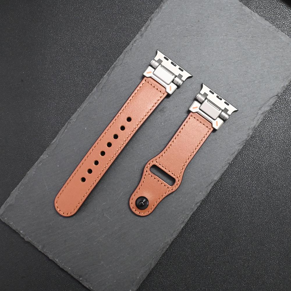 Luxury Leather Strap for Apple Watch Ultra 3 2 49mm 46mm 45mm 44mm Correa Men Loop Bracelet Iwatch Series 11 10 9 8 7 6 5 4 SE 3