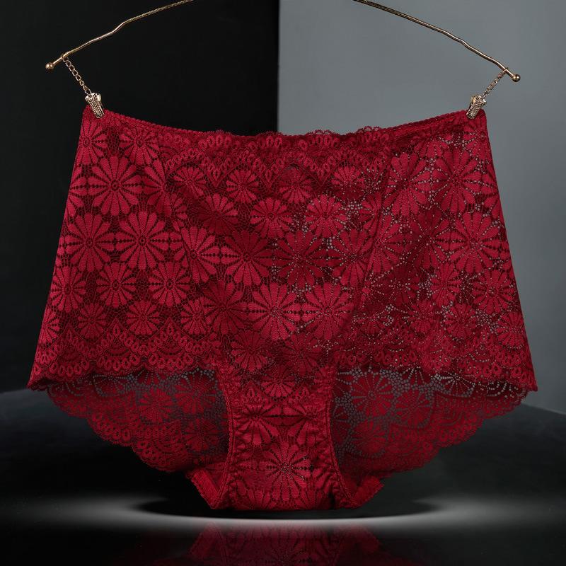 High Waist Women Panties Sexy Hollow Lace Snowflake Embroidery Lingerie Female Seamless Butt Lifter Pants Plus Size Briefs 3XL