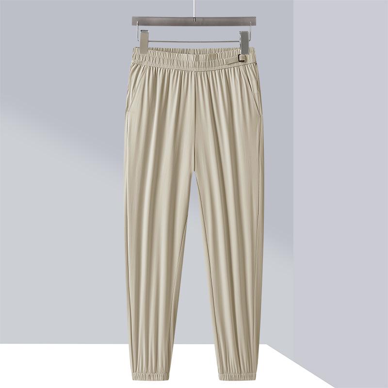 

Летние брюки из ледяного шелка больших размеров, дышащие, быстросохнущие - Унисекс, свободного кроя, повседневные, эластичные Men s Khaki