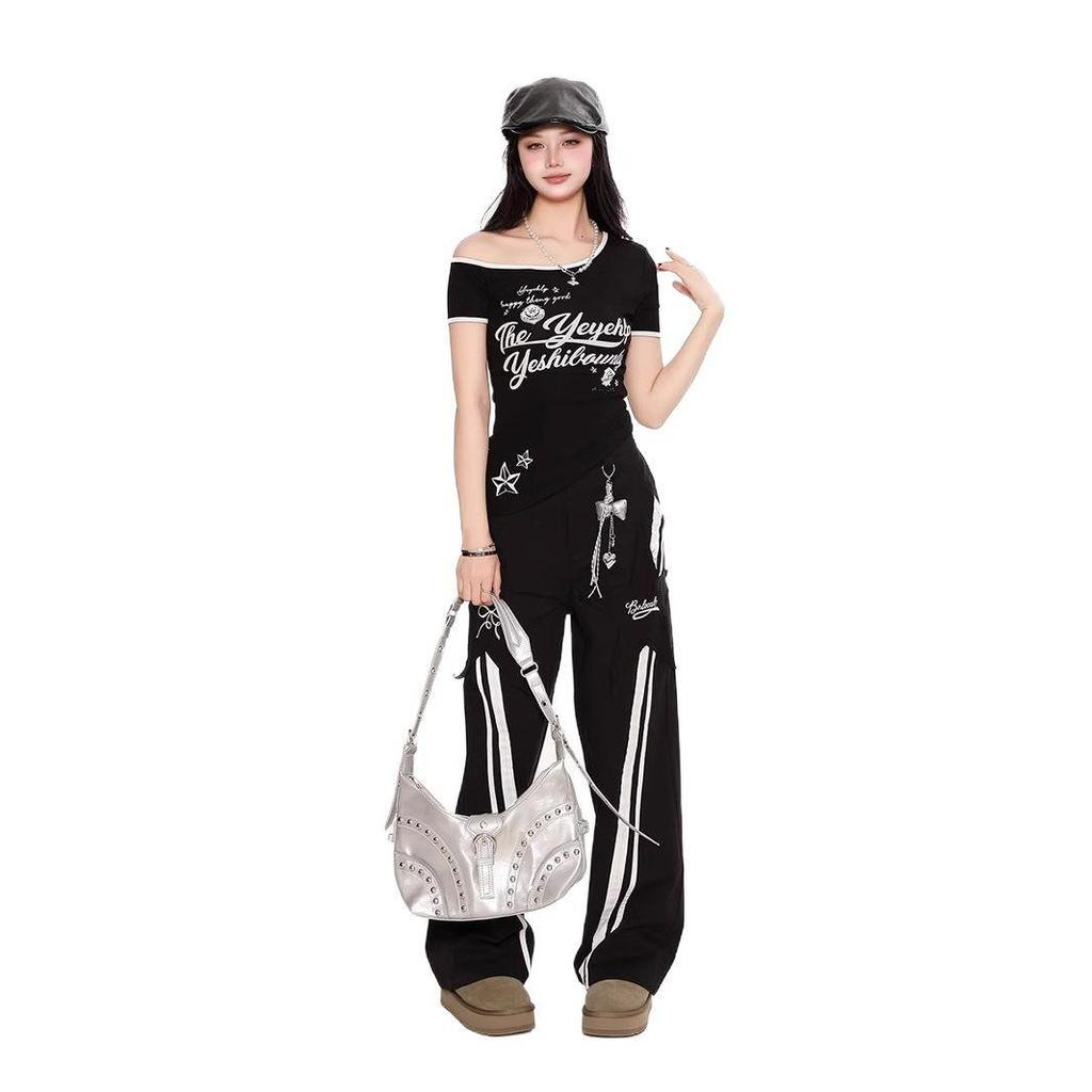 Y2K Spicy Irregular One-Shoulder Short Sleeve Top