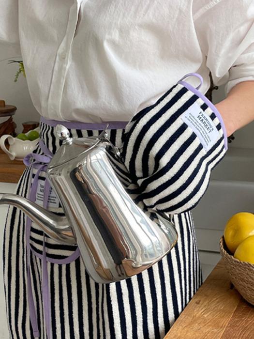 FUNNY KITCHEN Farming s Market Terry Stripe Premium Kitchen Gloves black